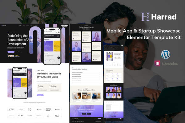 Harrad – Mobile App & Startup Showcase Elementor Template Kit