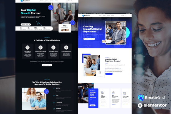 KreativGrid – Elementor Template Kit for Digital Agencies